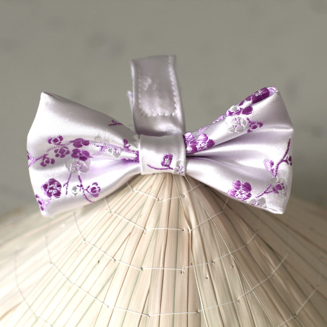 The Purple Plum Blossoms Dog Bowtie