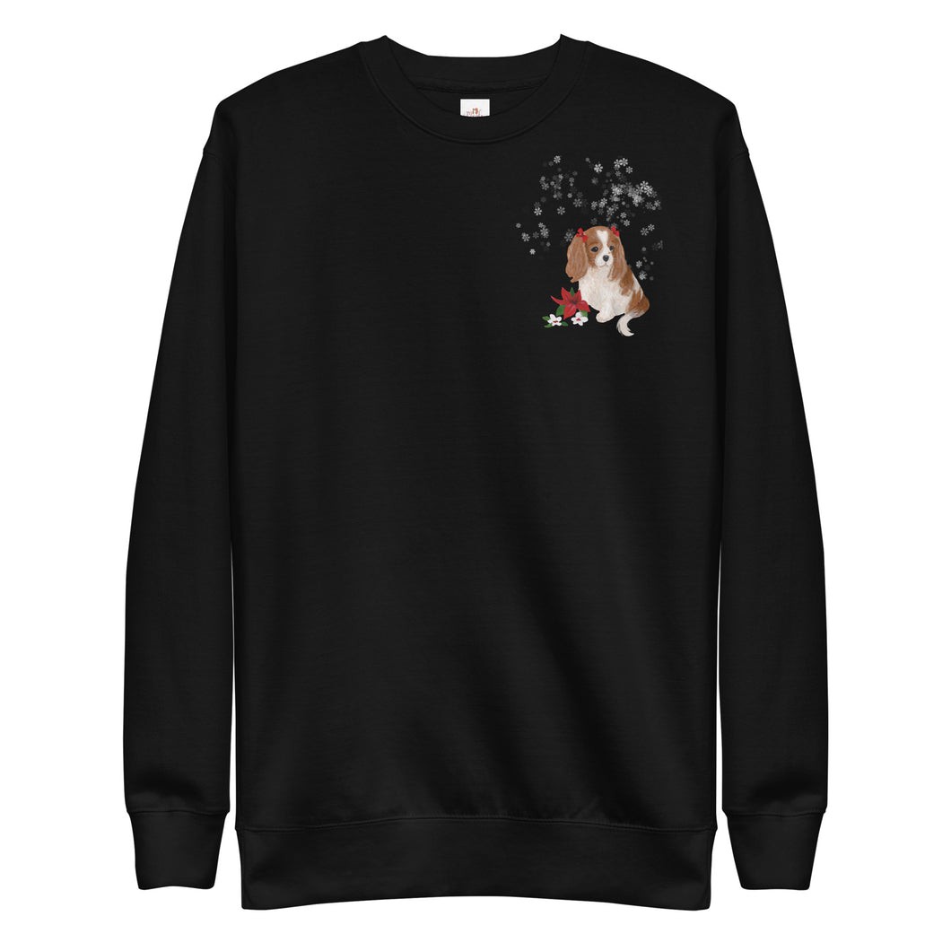 Unisex Premium Sweatshirt - Blenheim Cavalier King Charles Spaniel with Snow