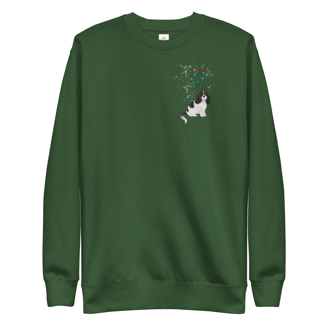Unisex Premium Sweatshirt - Tricolor Cavalier King Charles Spaniel Mistletoe